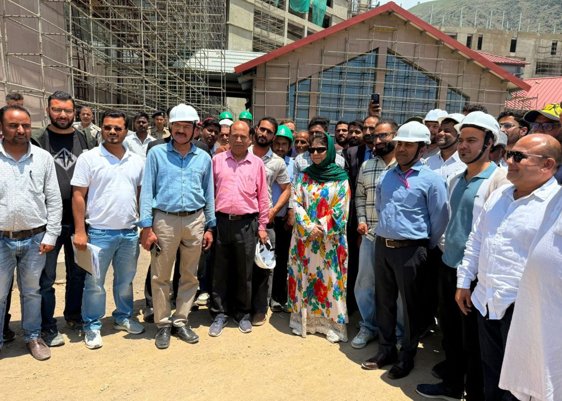 Mehbooba Mufti Visits AIIMS Awantipora, Stresses Timely Completion of Project