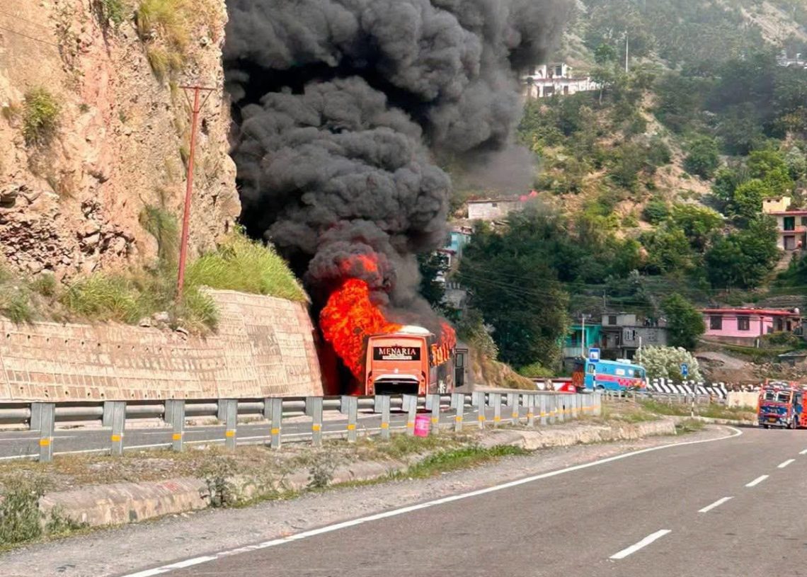 Major Tragedy Averted as Passenger Bus Catches Fire on National Highway at Karol, Ramban; All Passengers Safe