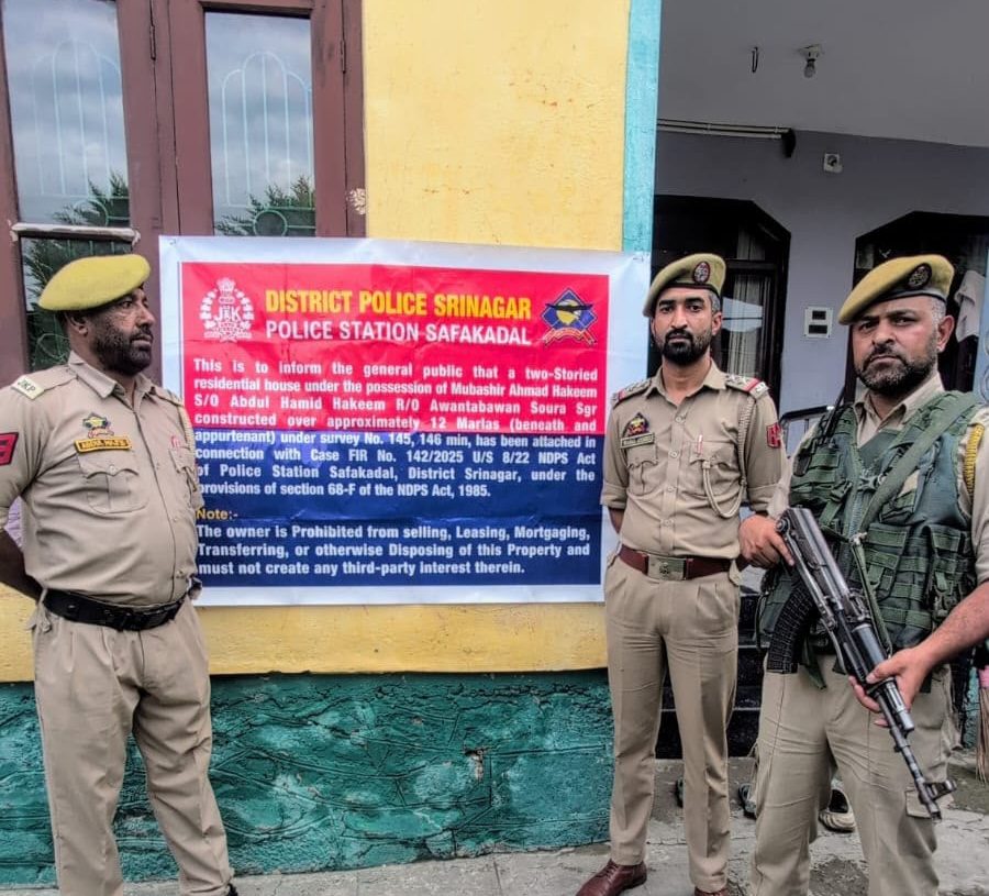 Srinagar Police Attaches ₹2.74 Crore Property of Alleged Drug Peddler Under NDPS Act